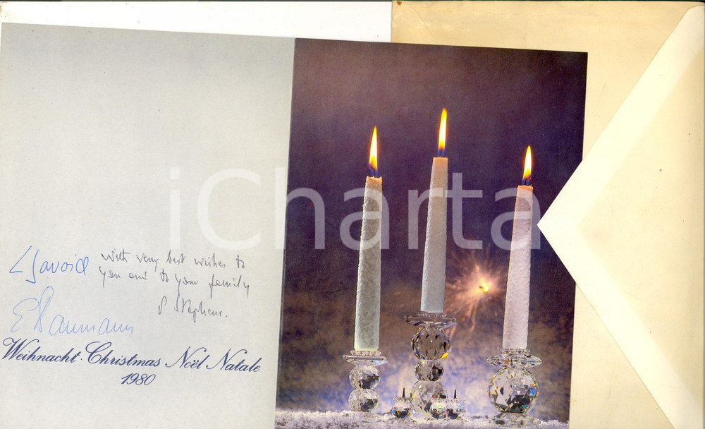Oggetto da collezione cartaceo 1980 Biglietto di auguri SWAROVSKI  Prestige in Crystal VINTAGE 1