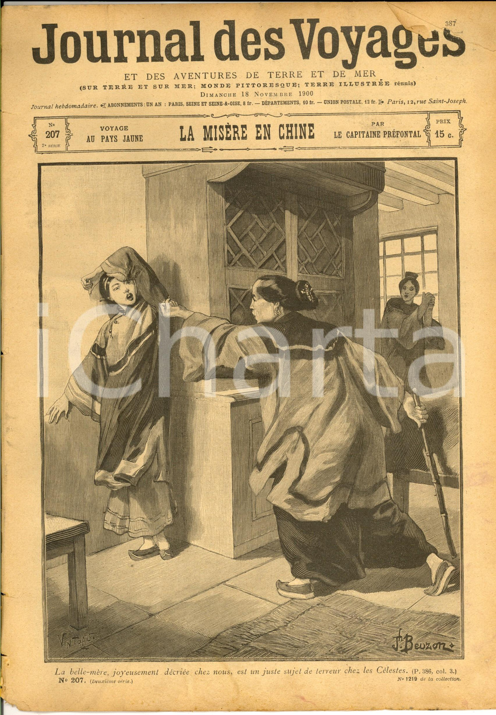 Giornale, rivista storica 1900 JOURNAL DES VOYAGES La misÃ¨re en Chine Revue ILLUSTREE nÂ° 207 1