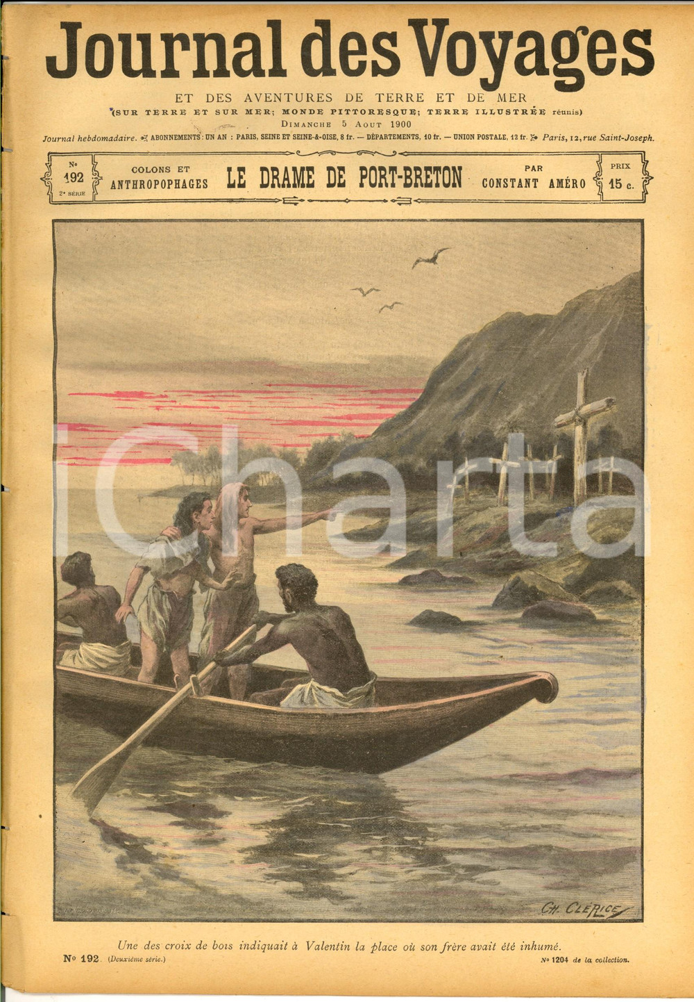 Giornale, rivista storica 1900 JOURNAL DES VOYAGES Anthropophages Ã  PORTBRETON Revue ILLUSTREE nÂ°192 1