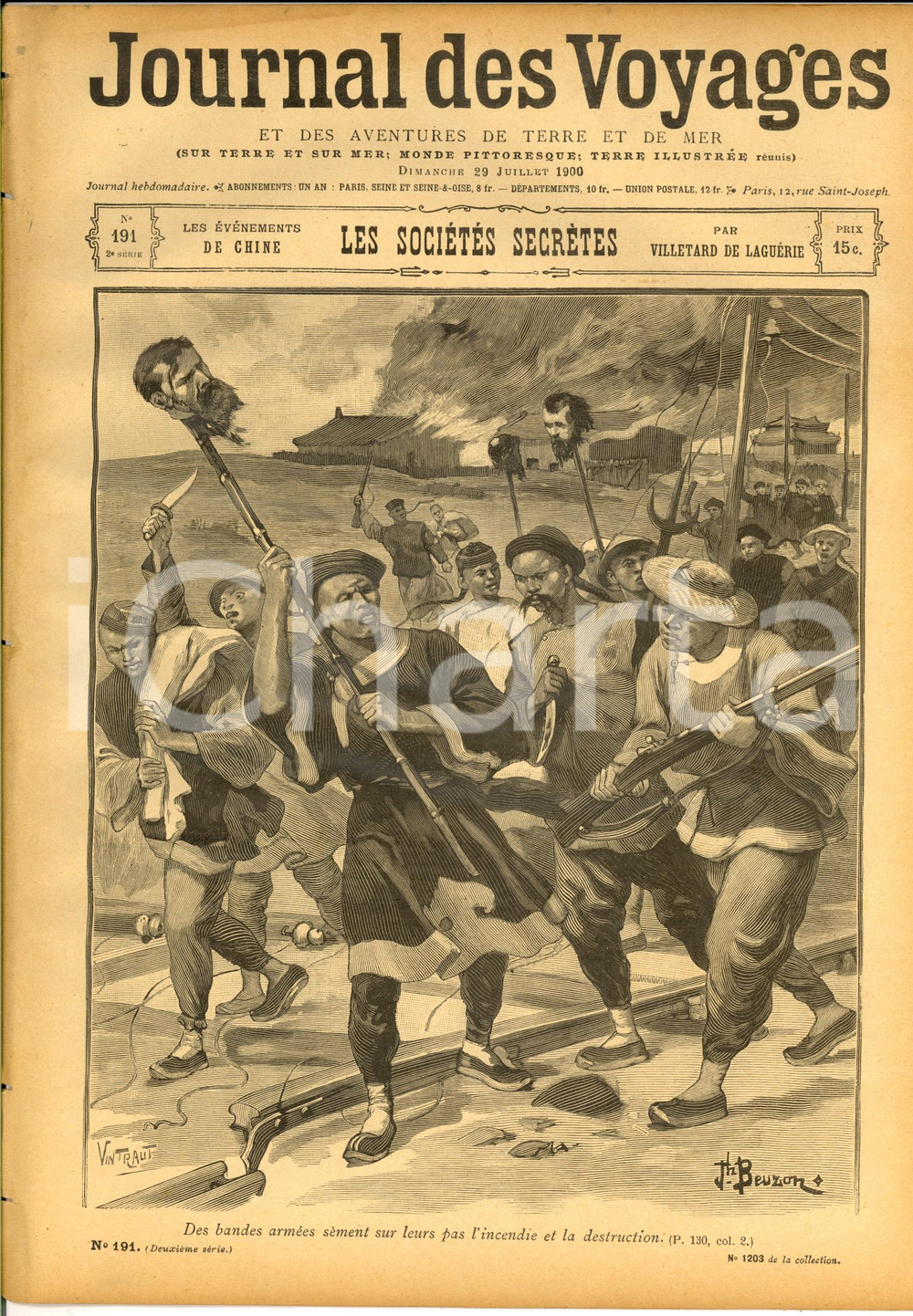 1900 JOURNAL DES VOYAGES La CHINE et les sociétés secrètes *Revue ILLUSTREE 191