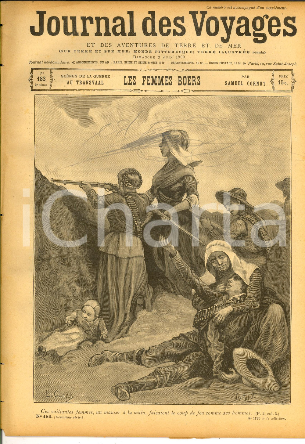 Giornale, rivista storica 1900 JOURNAL DES VOYAGES Guerre au TRANSVAAL  Femmes boers Revue nÂ°183 1