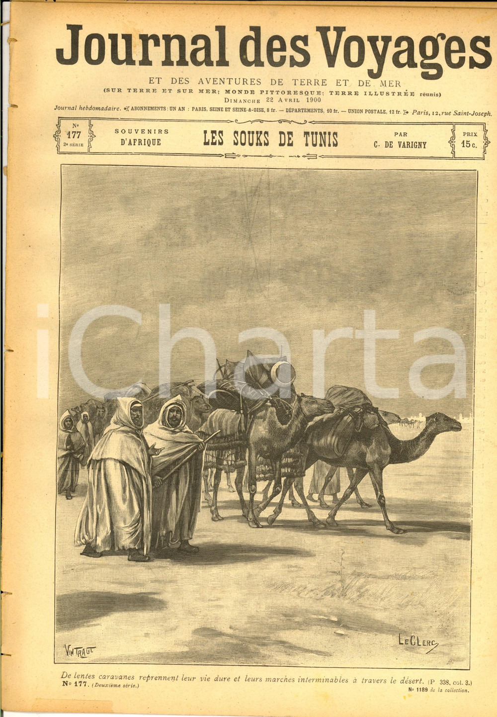 Giornale, rivista storica 1900 JOURNAL DES VOYAGES Afrique  Les souks de TUNIS Revue ILLUSTREE nÂ°177 1