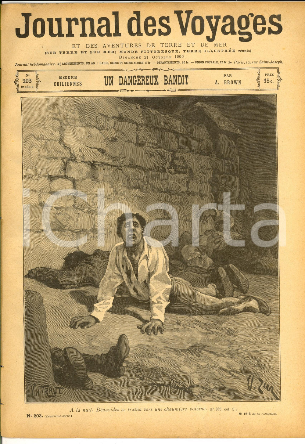 Giornale, rivista storica 1900 JOURNAL DES VOYAGES CHILI  Un dangereux bandit Revue ILLUSTREE nÂ° 203 1
