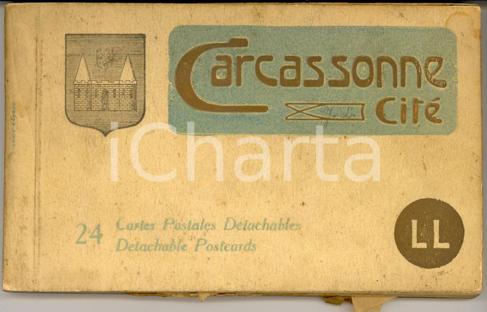 Cartolina originale da collezione 1915 ca CARCASSONNE F Libretto con 24 cartoline TURISMO VINTAGE Ed. RAYNAUD 1