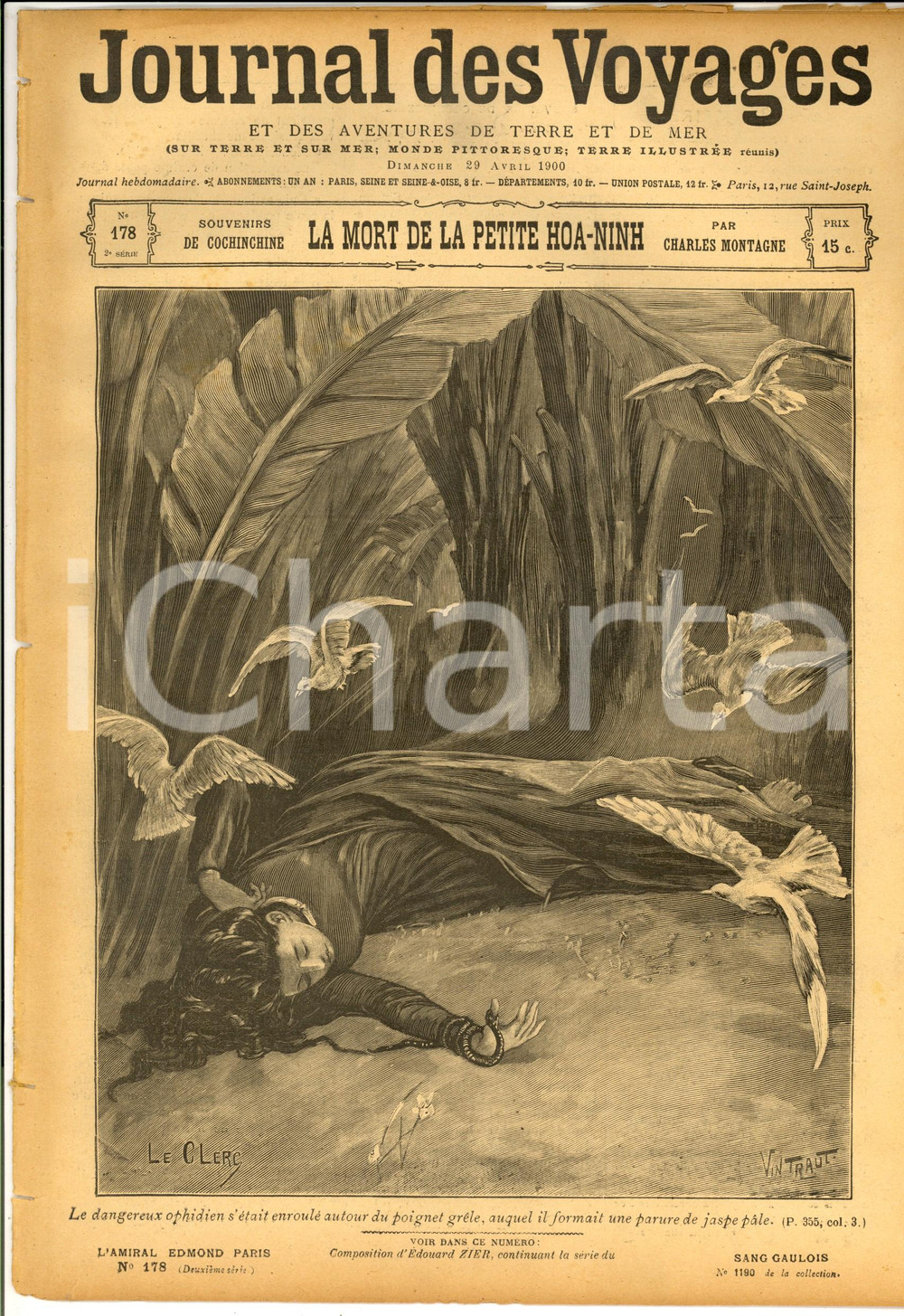 Giornale, rivista storica 1900 JOURNAL DES VOYAGES COCHINCHINE Mort de la petite HOANINH Revue nÂ° 178 1