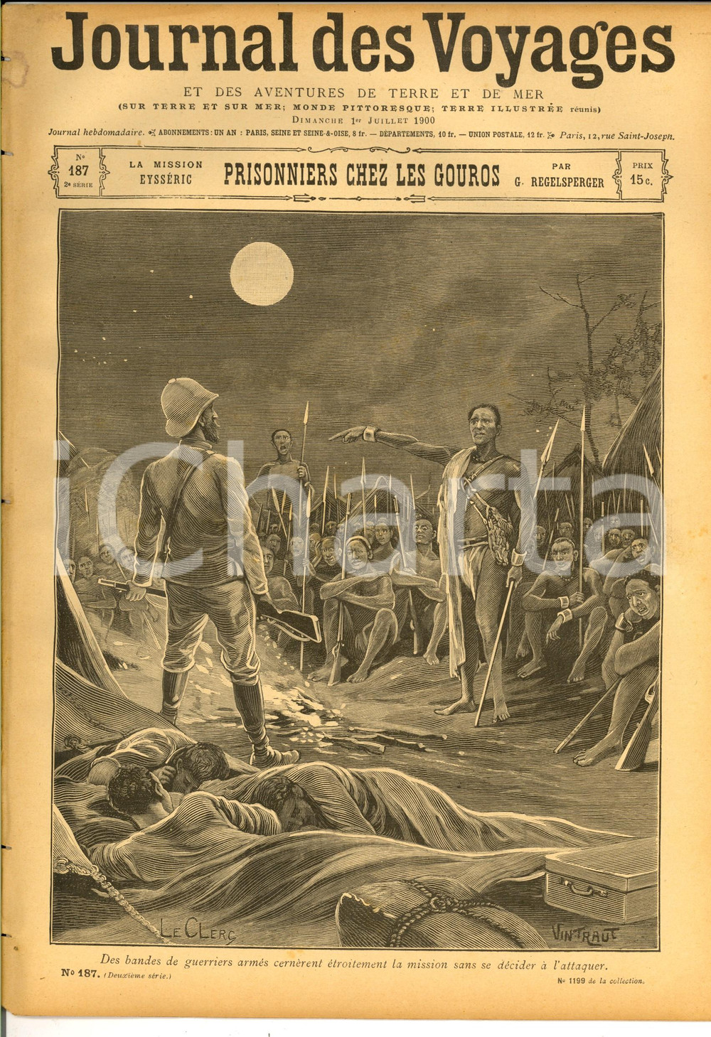 Giornale, rivista storica 1900 JOURNAL DES VOYAGES Mission EYSSERIC chez les GOUROS Revue ILLUSTREE nÂ°187 1