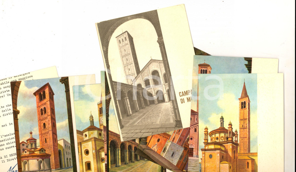 Materiale pubblicitario d’epoca 1960 ca ARTE Campanili di Milano  Libretto 10 cartoline Ed. VILLA CLERICI 1