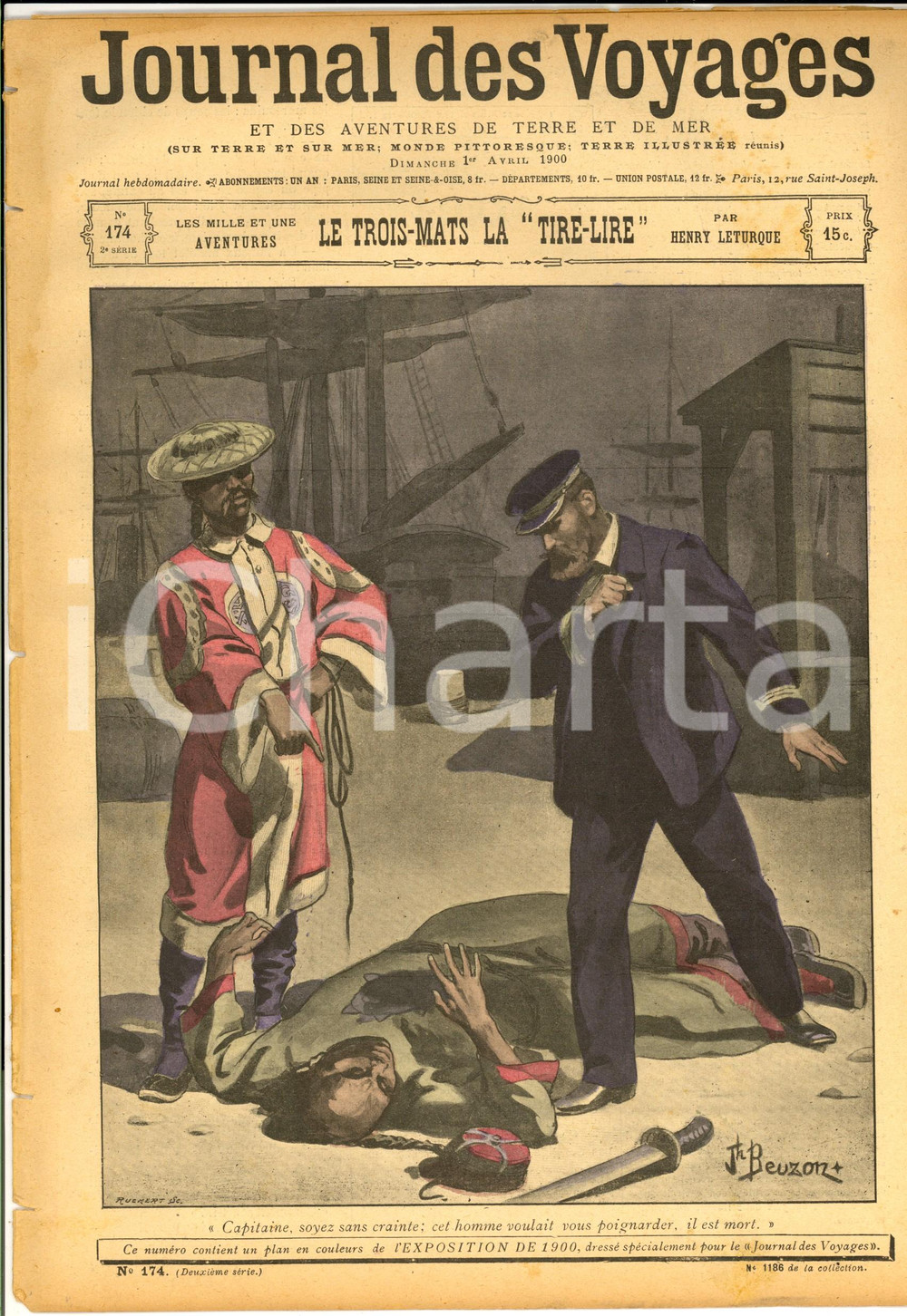 Giornale, rivista storica 1900 JOURNAL DES VOYAGES Les troismats la TIRELIRE Revue ILLUSTREE nÂ°174 1