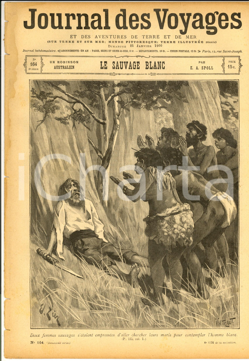 Giornale, rivista storica 1900 JOURNAL DES VOYAGES AUSTRALIE  Le sauvage blanc Revue ILLUSTREE nÂ°164 1