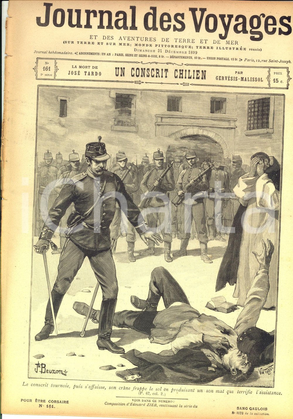 Giornale, rivista storica 1900 JOURNAL DES VOYAGES Mort de JosÃ© TARDO  Conscrit chilien Revue nÂ°161 1