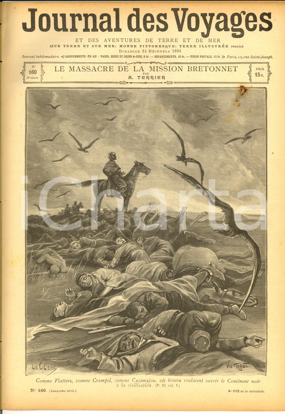 Giornale, rivista storica 1900 JOURNAL DES VOYAGES Massacre de la mission bretonnet Revue ILLUSTREE nÂ°160 1