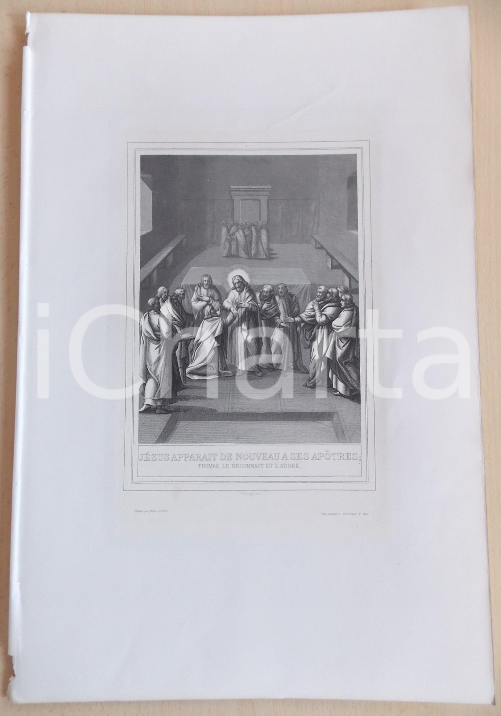Stampa, bozzetto originale 1853 VIE DE N. S. JESUS CHRIST Jésus apparait de nouveau aux apôtres Gravure 1