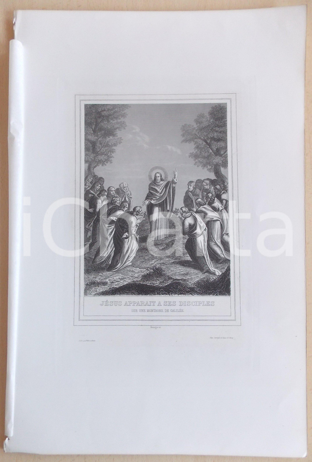 Stampa, bozzetto originale 1853 VIE DE JESUS CHRIST JÃ©sus apparait aux disciples sur montagne de GalilÃ©e 1