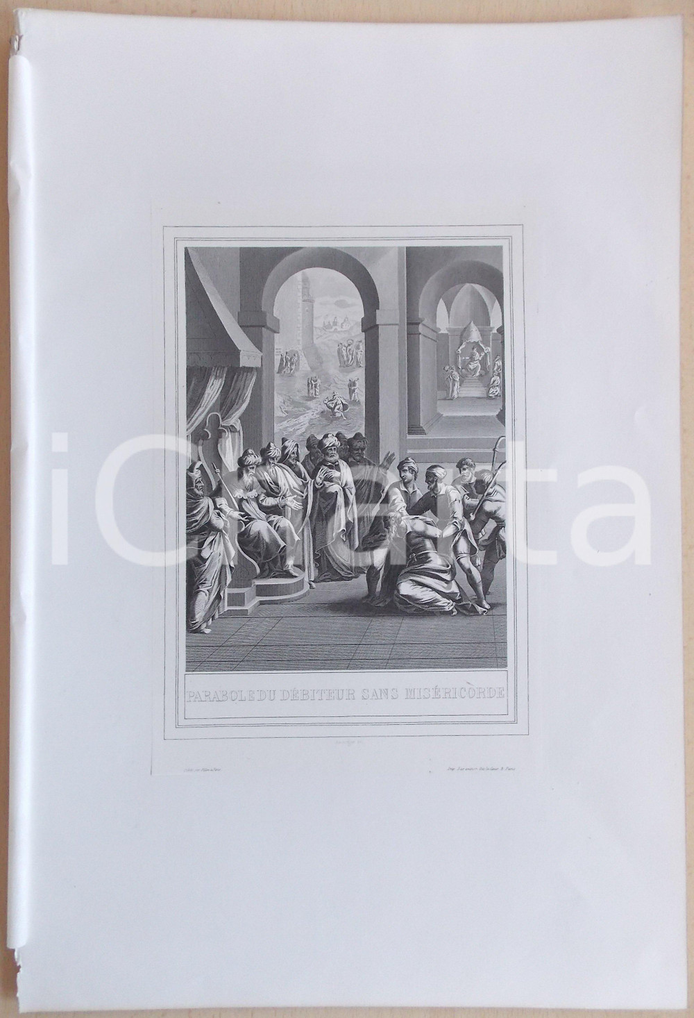 Stampa, bozzetto originale 1853 VIE DE N. S. JESUS CHRIST Parabole du dÃ©biteur sans misÃ©ricorde Gravure 1