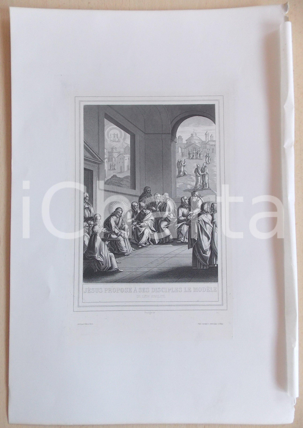Stampa, bozzetto originale 1853 VIE DE JESUS CHRIST JÃ©sus propose aux disciples le modÃ¨le de leur humilitÃ© 1