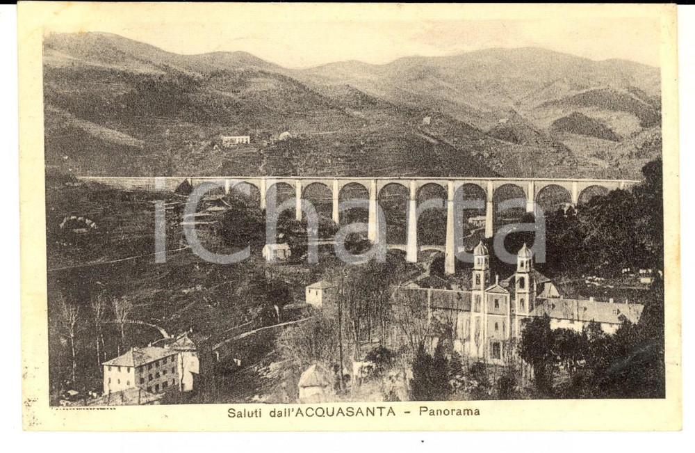 Cartolina originale da collezione 1926 ACQUASANTA GE Veduta panoramica Cartolina all ing. Giovanni ROLANDI 1