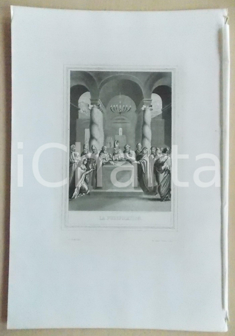 Stampa, bozzetto originale 1853 VIE DE N. S. JESUS CHRIST La Purification Gravure 28 x 42 1
