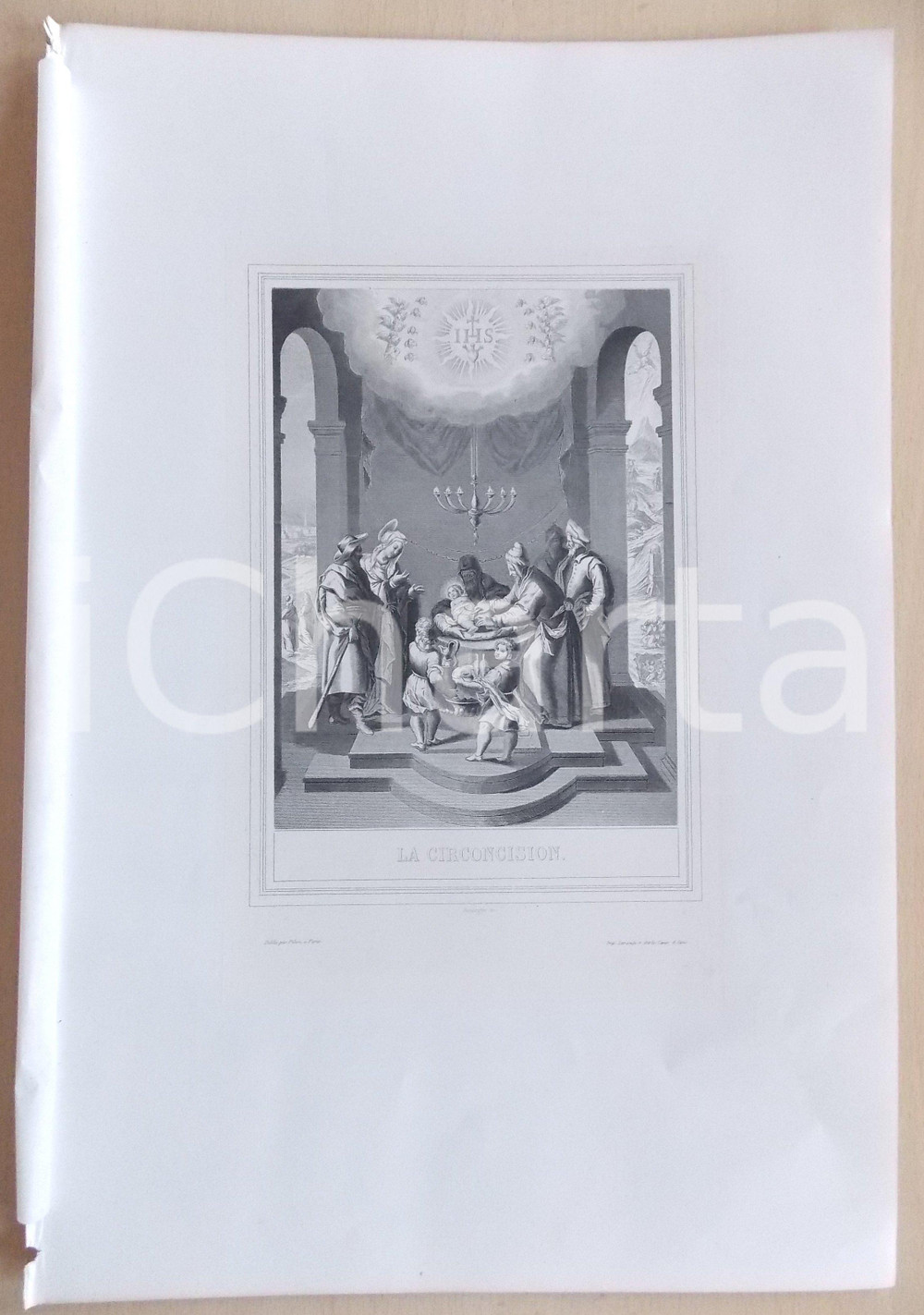 Stampa, bozzetto originale 1853 VIE DE N. S. JESUS CHRIST JÃ©sus et la circoncision Gravure 28 x 42 1