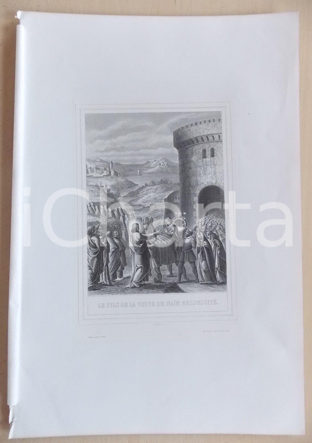 Stampa, bozzetto originale 1853 VIE DE N. S. JESUS CHRIST Le fils de la veuve de NaÃ¯m ressuscitÃ© Gravure 1