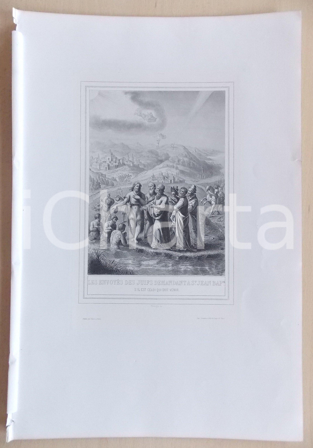 Stampa, bozzetto originale 1853 VIE DE JESUS CHRIST EnvoyÃ©s juifs demandant Ã  Jean il est qui doit venir 1