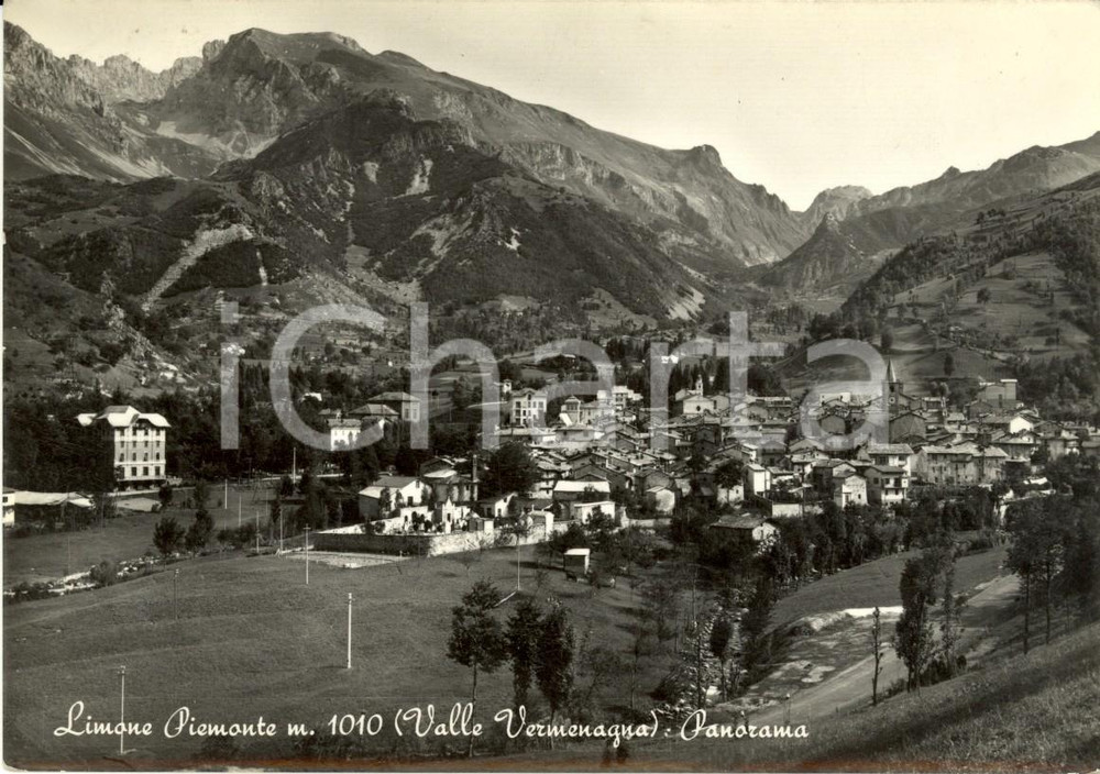 Cartolina originale da collezione 1955 LIMONE PIEMONTE CN Panorama paese e Valle VERMENAGNA Cartolina FG VG 1
