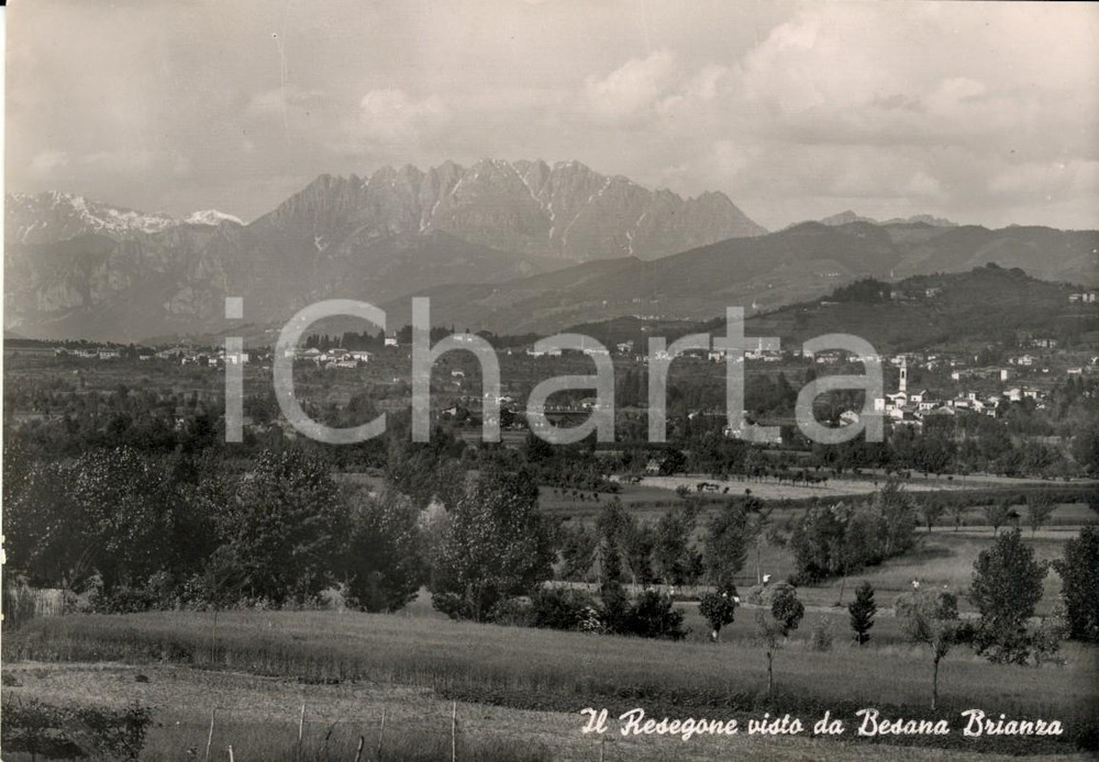 Cartolina originale da collezione 1953 BESANA BRIANZA MB Veduta campagne con sfondo RESEGONE Cartolina FG VG 1