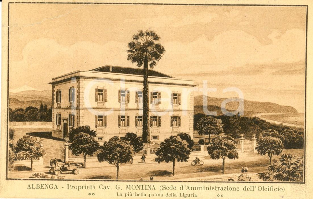 Cartolina originale da collezione 1925 ALBENGA SV Sede Amministrazione Oleificio del Cav. MONTINA Cartolina VG 1