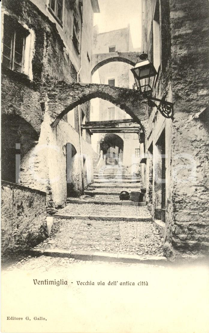 Cartolina originale da collezione 1915 ca VENTIMIGLIA IM Vecchia via antica città con archi Cartolina FP NV 1