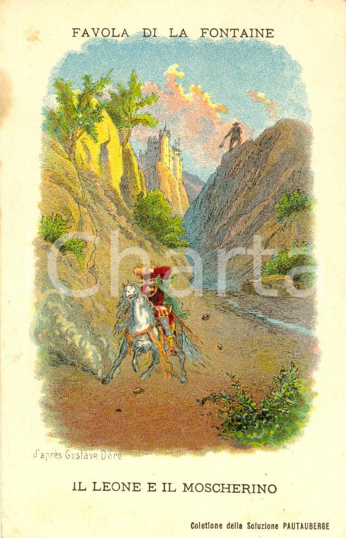 Cartolina originale da collezione 1920 ca Favola LA FONTAINE Il leone e il moscerino Cartolina ill. DORE  FP NV 1