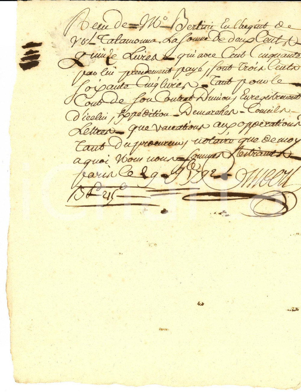Documento originale, autentico 1792 VARESE Ricevuta BERTINI  a TALAMONA per saldo contratto Manoscritto 1