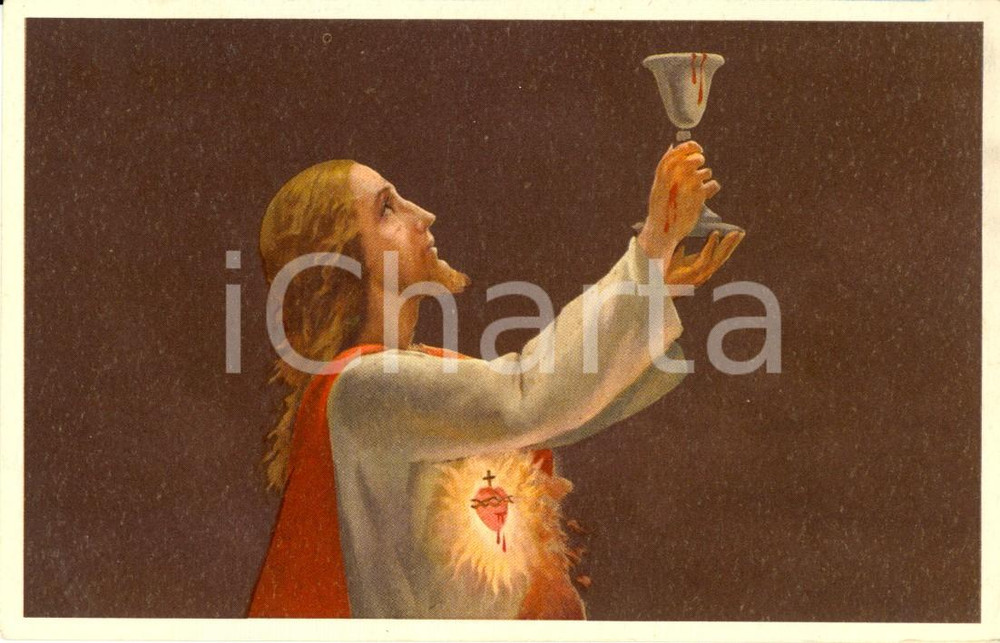 Cartolina originale da collezione 1956 BUONA PASQUA Il cuore di Gesù  Adolfo BARBERIS Cartolina FP NV 1