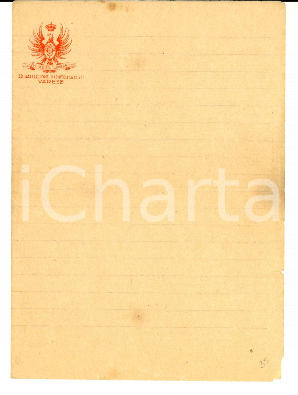 1910 ca REGIO ESERCITO II° Battaglione Radiotelegrafisti *Carta intestata