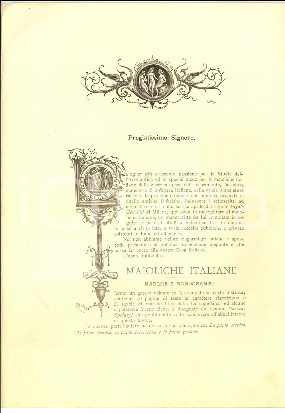 Materiale pubblicitario d’epoca 1881 MILANO Libreria DUMULARD  VANZOLINI Maioliche italiane Pubblicitario 1
