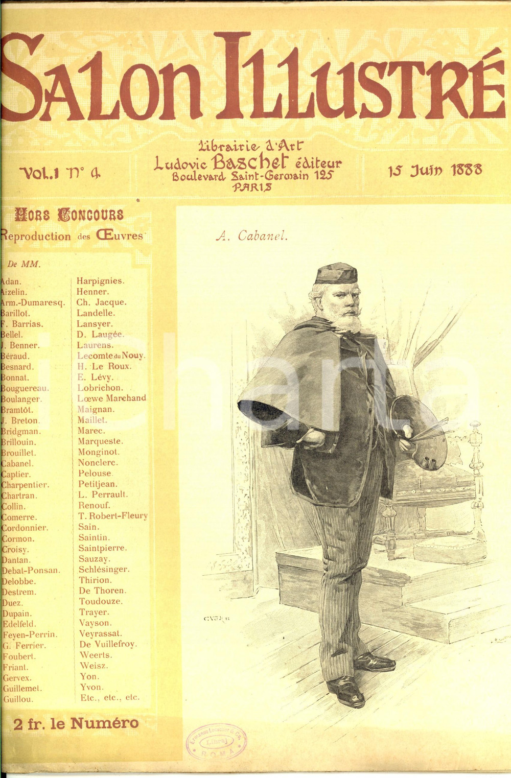 Giornale, rivista storica 1888 SALON ILLUSTRE  Reproductions oeuvres CABANEL MAILLET Revue vol. 1 nÂ°4 1