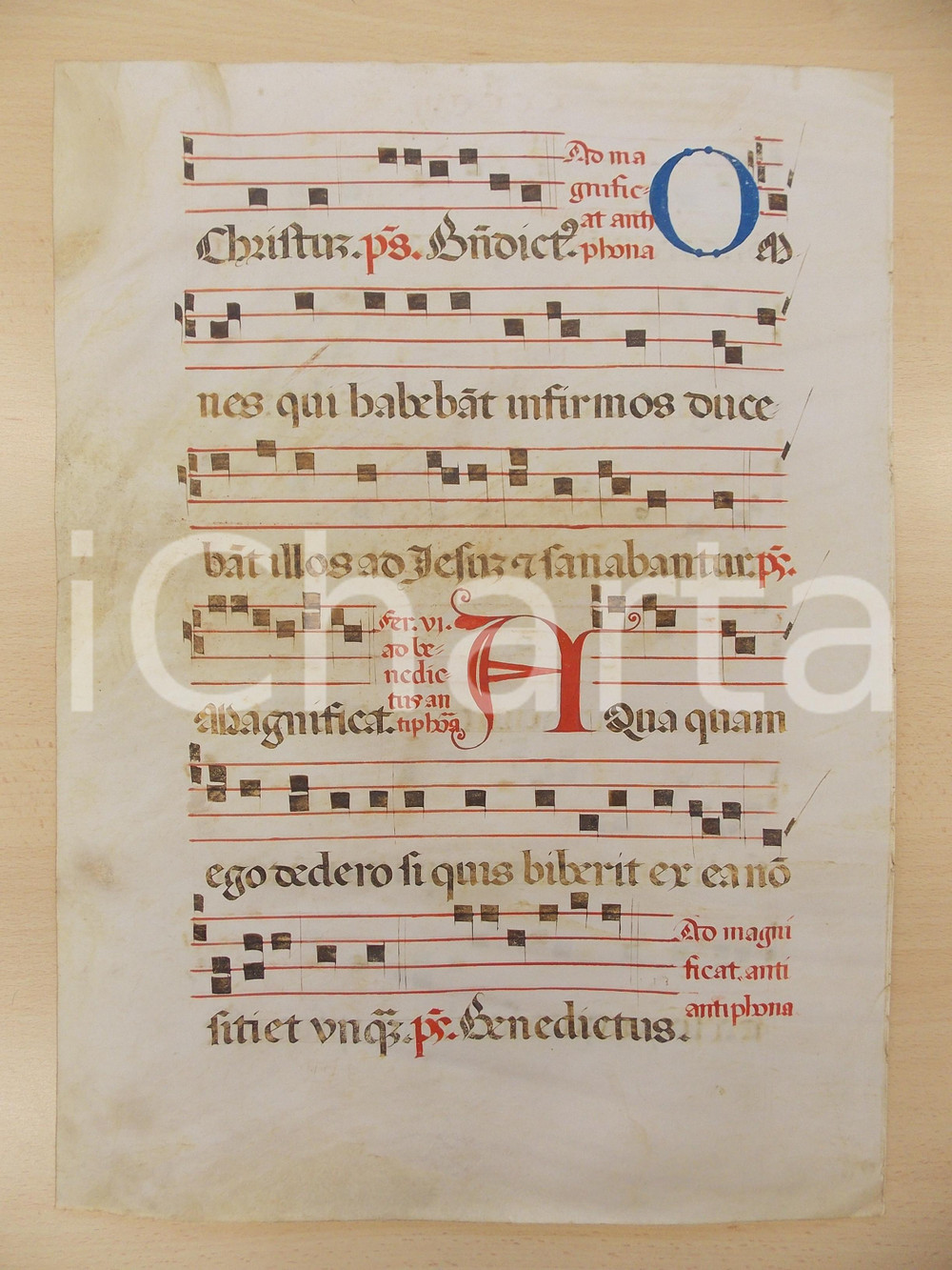 Libro, pubblicazione d epoca 1600 ca ANTIFONARIO ROMANO Pergamena manoscritta rosso nero blu Salmo AQUA 1