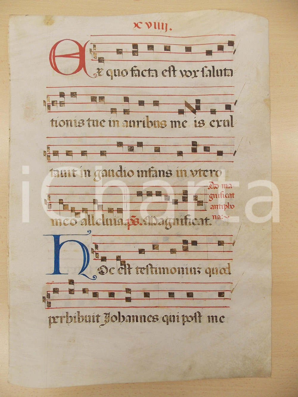 Libro, pubblicazione d epoca 1600 ca ANTIFONARIO ROMANO Pergamena manoscritta rosso nero blu Salmo EX QUO 1