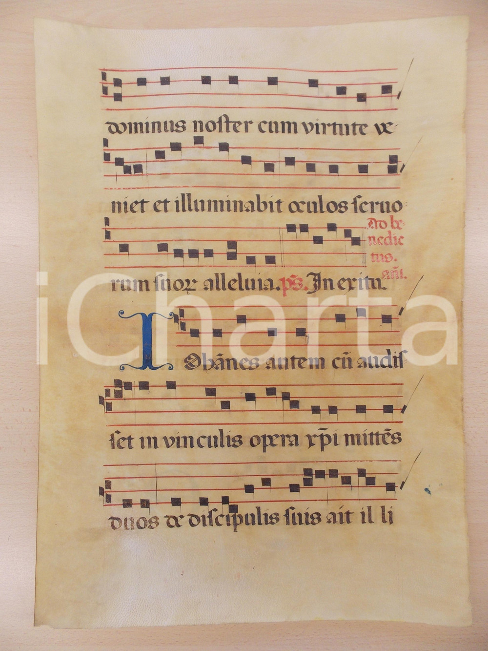 Libro, pubblicazione d epoca 1600 ca ANTIFONARIO ROMANO Pergamena manoscritta rosso nero blu Salmo IOHANNES 1