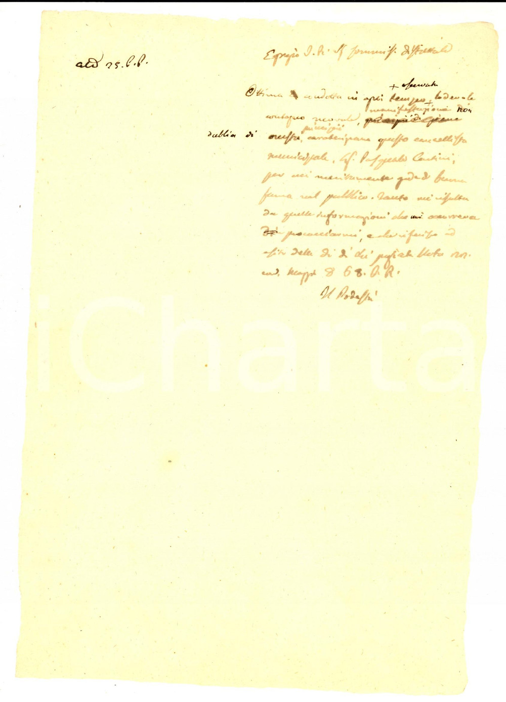 Documento originale, autentico 1850 ca VARESE Ottima condotta di Pasquale CANTINI cancellista municipale 1