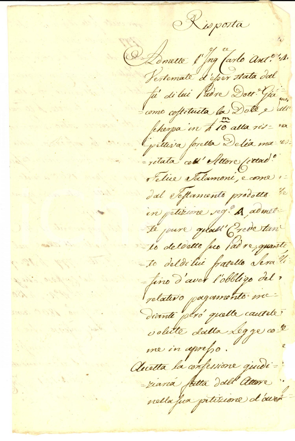 Documento originale, autentico 1820 ca VARESE Sul pagamento di Carlo Antonio VERTEMATE per dote della sorella 1