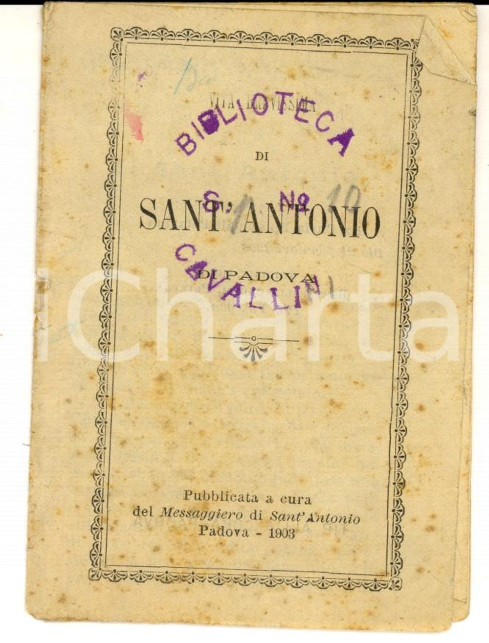 Libro, pubblicazione d epoca 1903 ASTI Vita devotissima di S. Antonio di PADOVA Libretto 1
