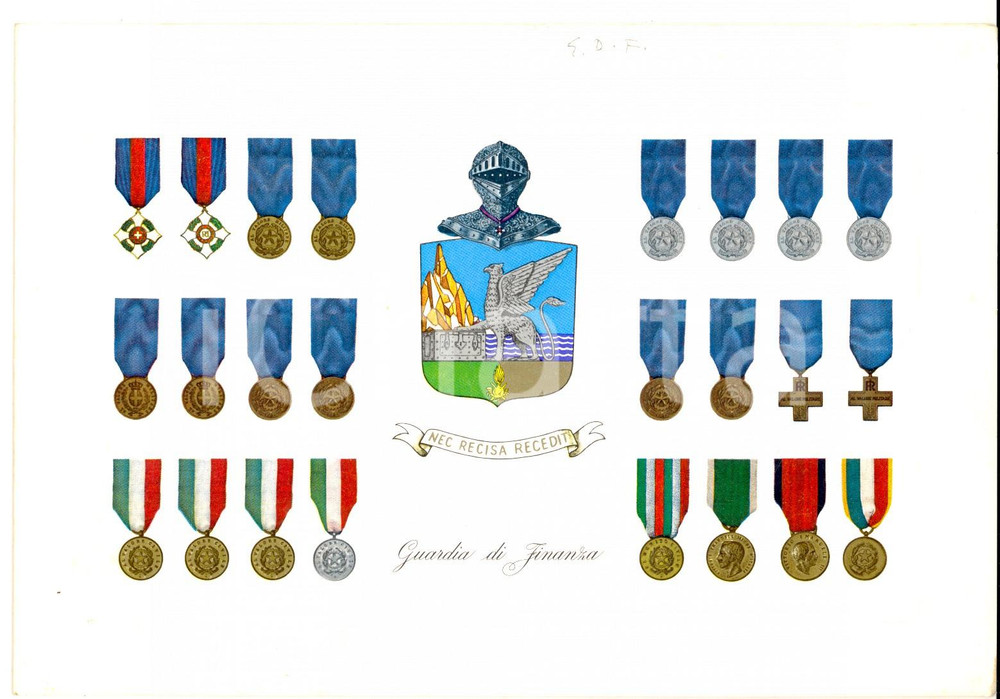 Oggetto da collezione cartaceo 1978 GUARDIA DI FINANZA Nec recisa recedit Biglietto auguri VINTAGE 20x14 cm 1