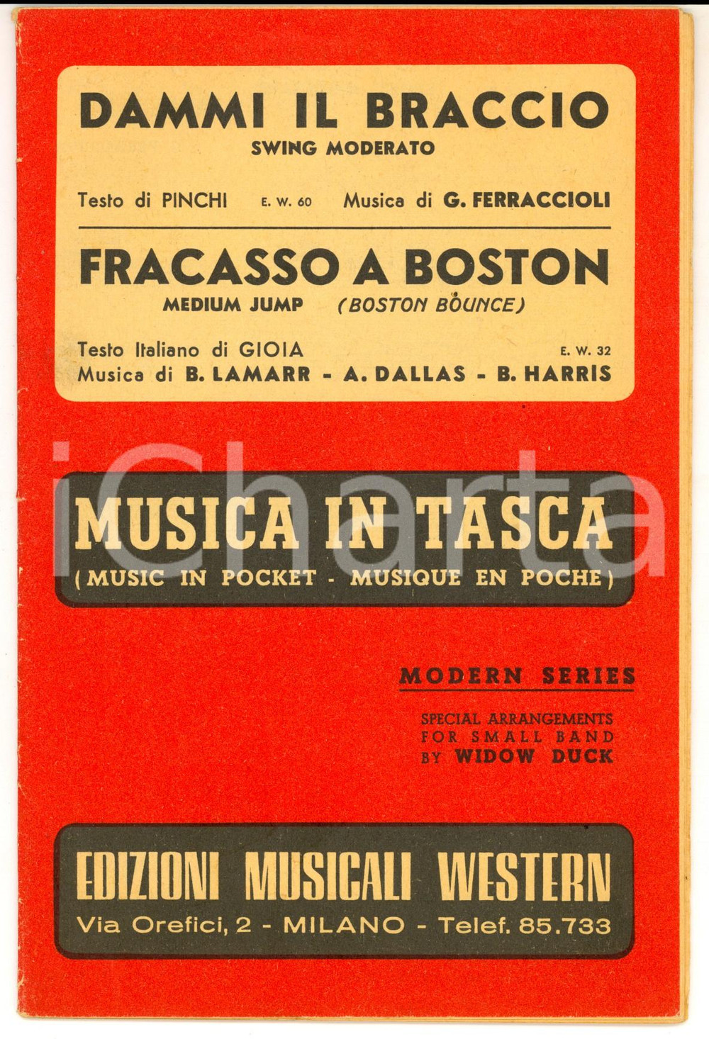 Oggetto da collezione cartaceo 1949 FERRACCIOLI Dammi il braccio  LAMARR Fracasso a Boston Spartito 1