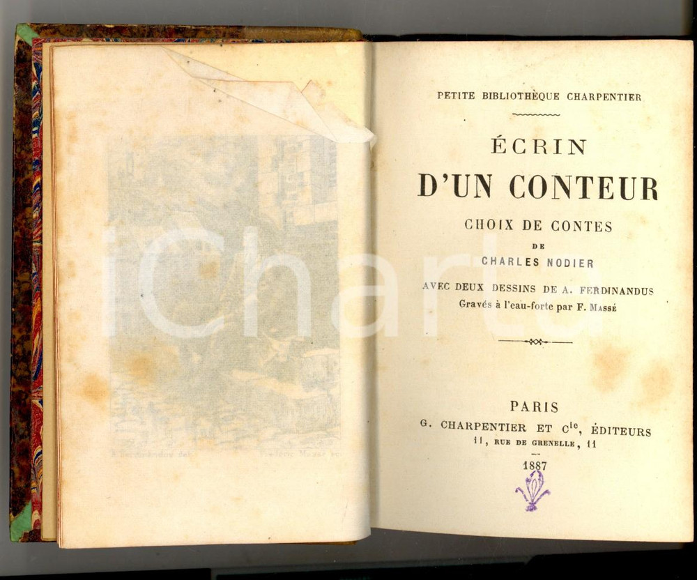 Libro, pubblicazione d epoca 1887 Charles NODIER Ecrin d un conteur  Choix de contes Ed. CHARPENTIER PARIS 1