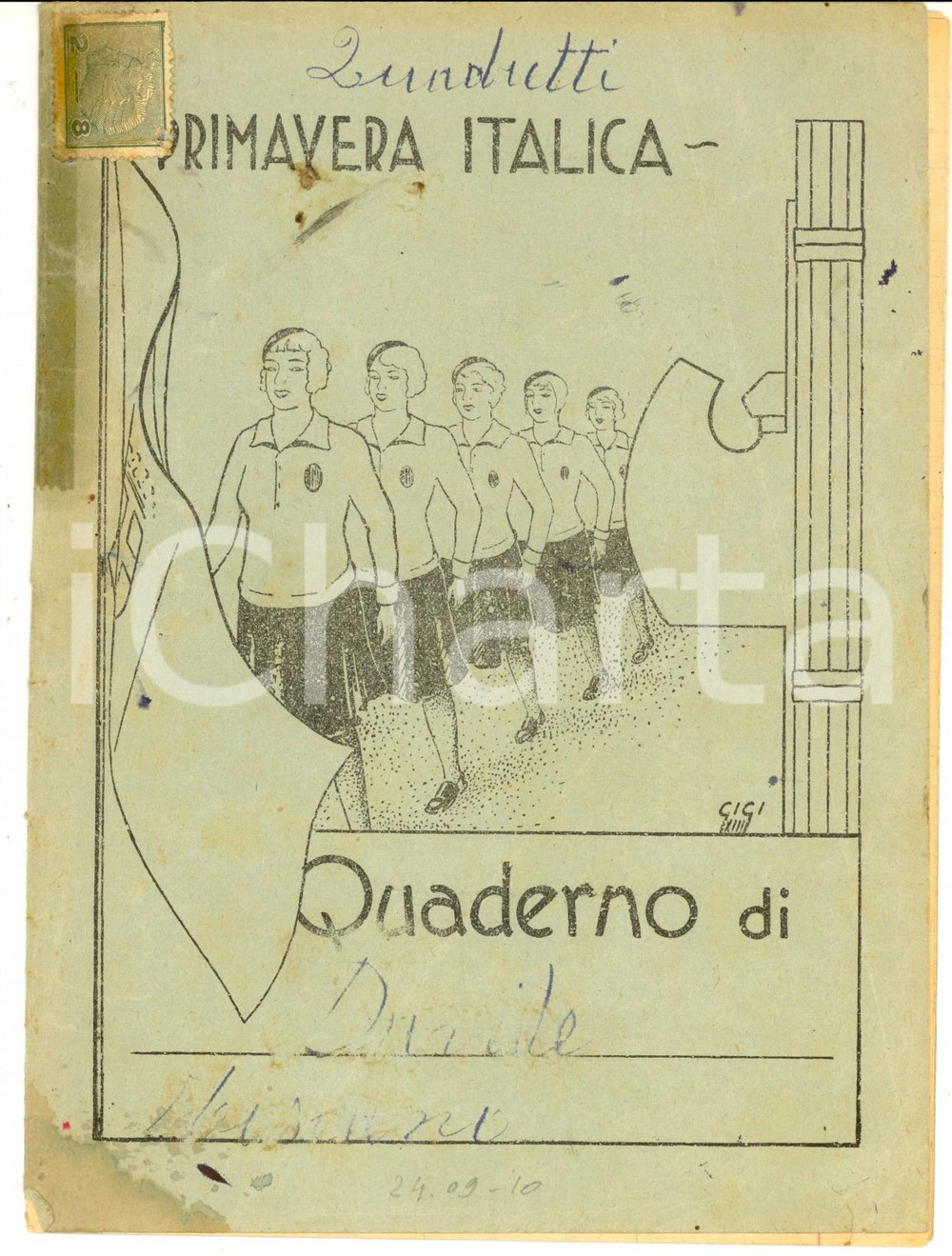 Oggetto da collezione cartaceo 1930 ca Quaderno PRIMAVERA ITALICA Ordinamento statale FASCISMO Manoscritto 1