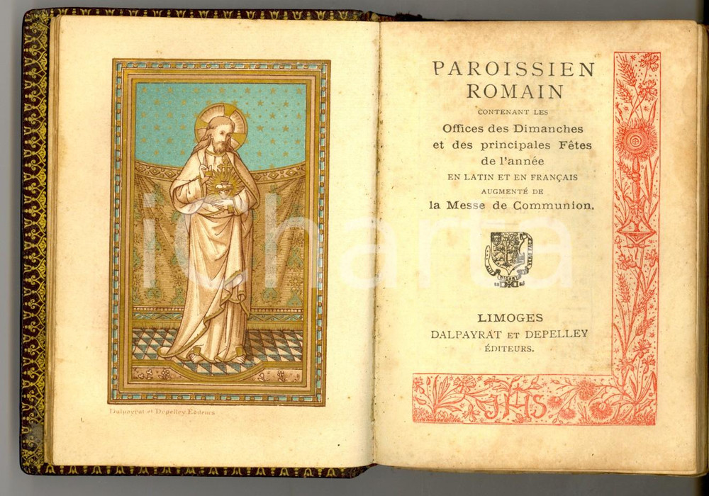 Libro, pubblicazione d epoca 1890 ca PAROISSIEN ROMAIN Office dimanches et fetes Ed. DALPAYRAT  Messale 1