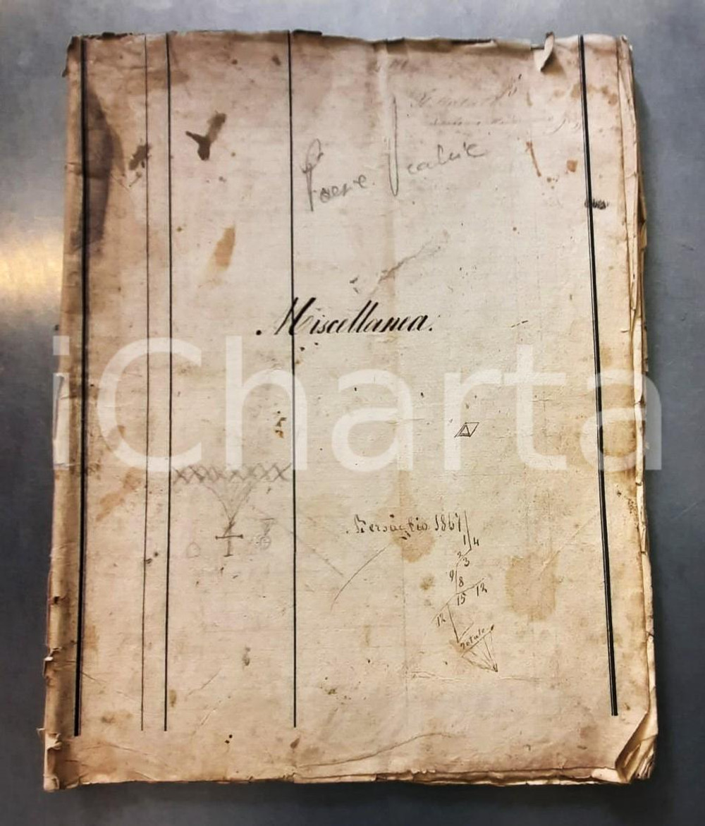 Manoscritto, lettera originale 1870 ca ANONIMO VARESE ? Miscellanea poetica INEDITA Manoscritto 34 pp. 1