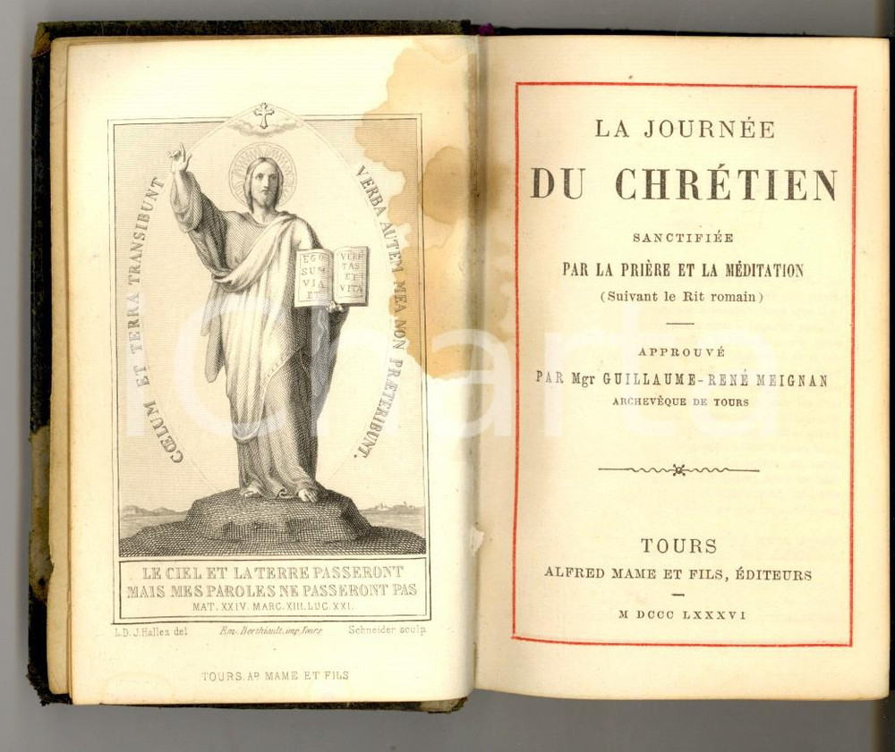 Libro, pubblicazione d epoca 1886 La JournÃ©e du ChrÃ©tien sanctifiÃ©e par la priÃ¨re et la mÃ©ditation MAME 1
