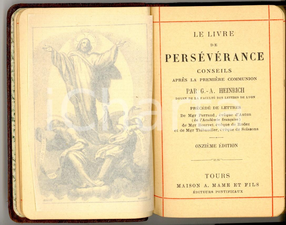 Libro, pubblicazione d epoca 1909 G. A. HEINRICH Le livre de persÃ©vÃ©rance Ed. Alfred MAME   TOURS 1