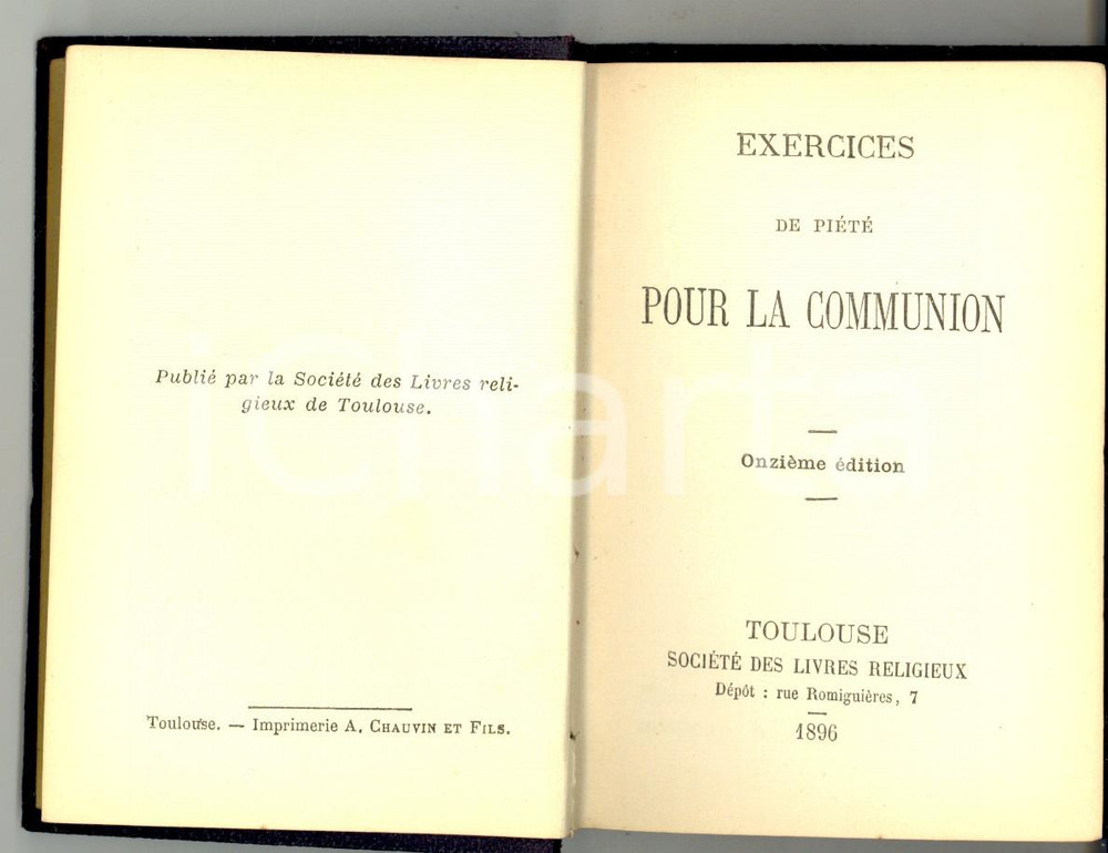 Libro, pubblicazione d epoca 1896 Exercices de piÃ©tÃ© pour la Communion TOULOUSE SociÃ©tÃ© Livres Religieux 1