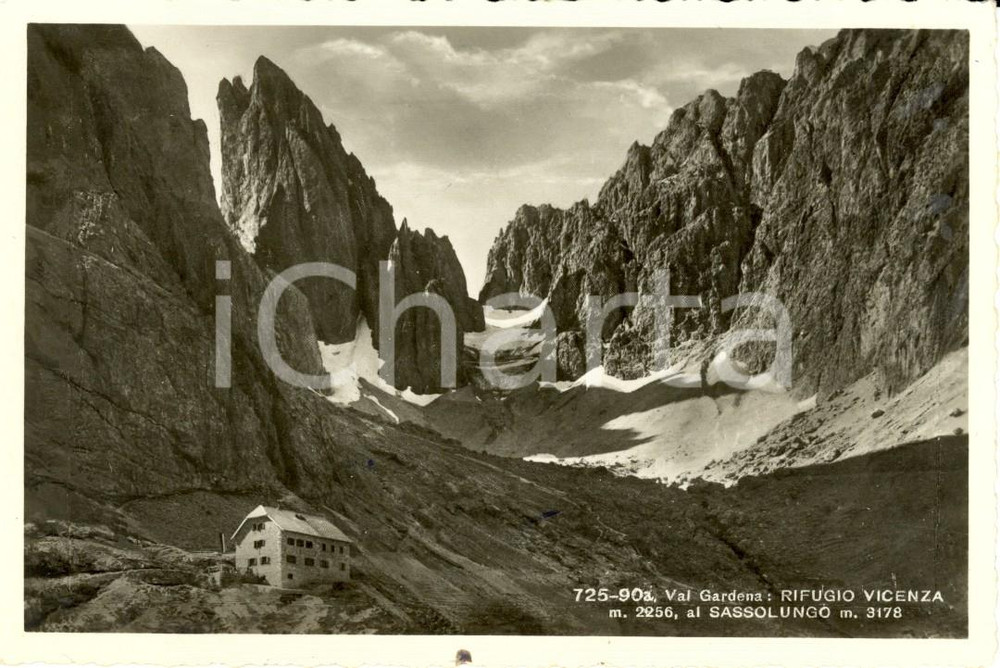 Cartolina originale da collezione 1943 SANTA CRISTINA VALGARDENA BZ Rifugio VICENZA al SASSOLUNGO Cartolina VG 1